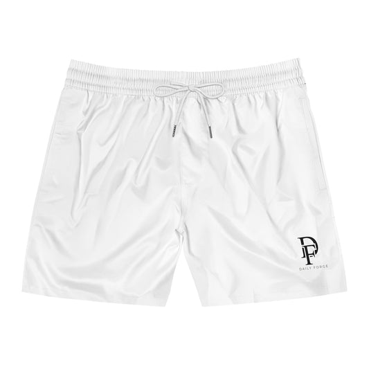 Men's Swim Shorts With  Square logo White Drawstring Front