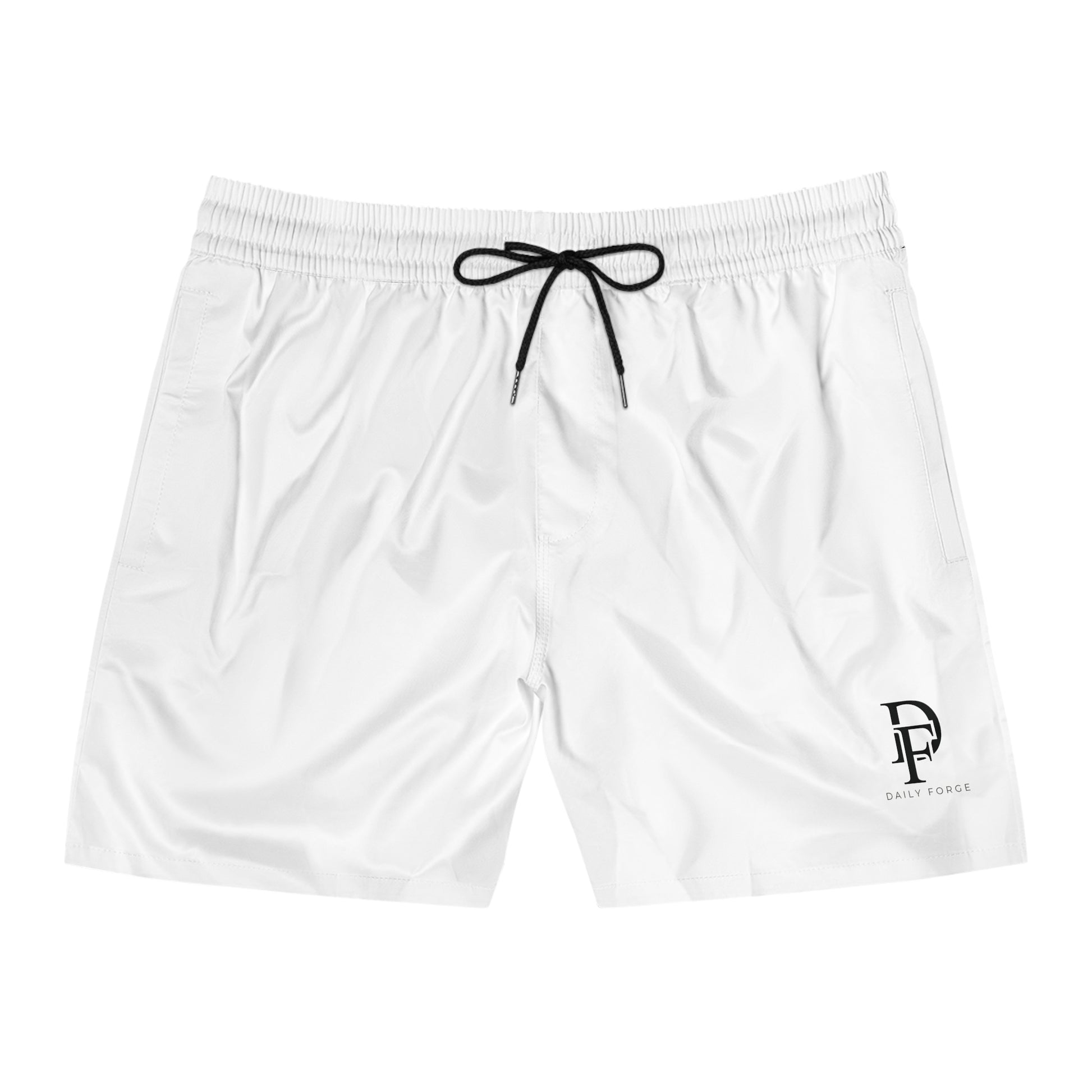 Men's Swim Shorts With  Square logo Black Drawstring Front