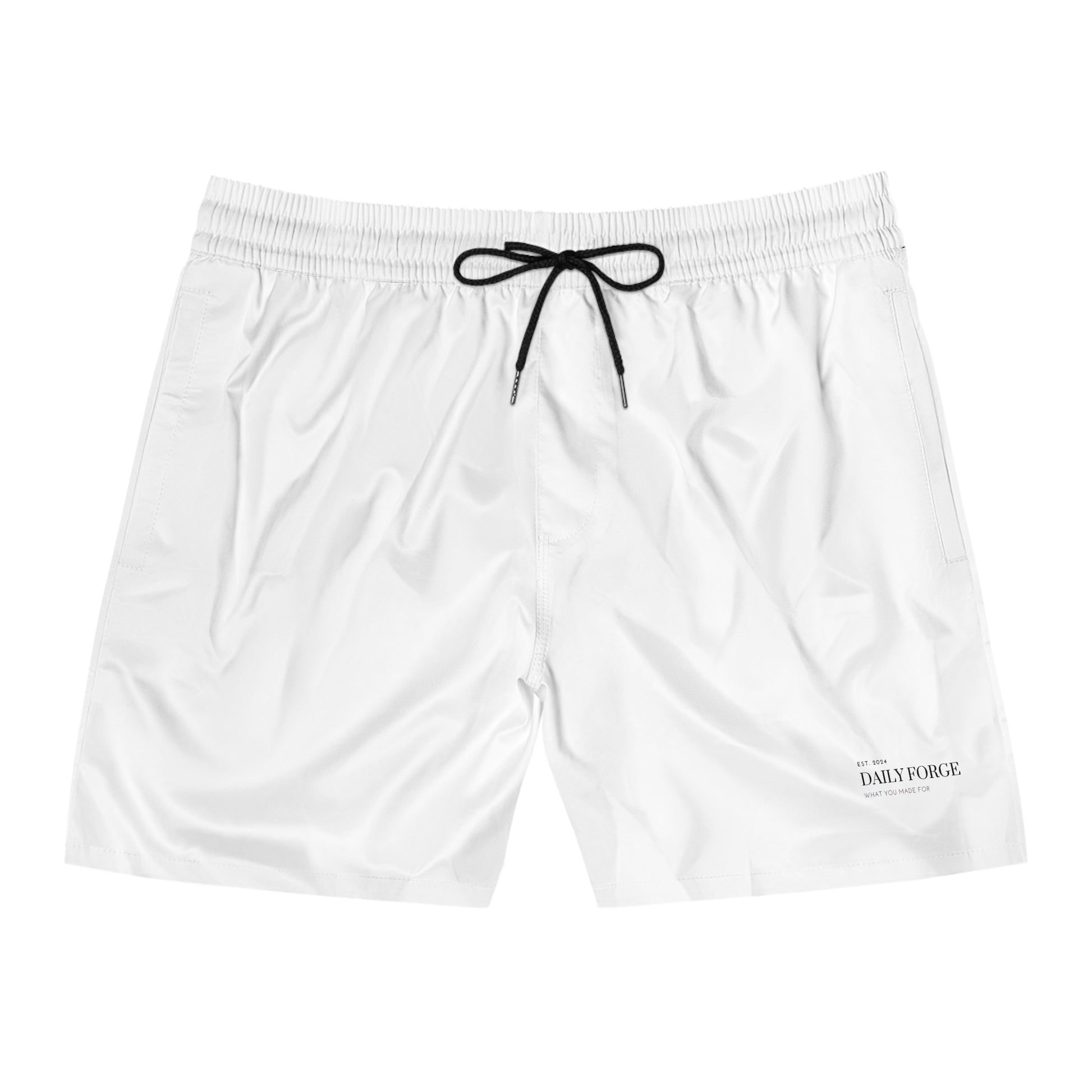 Men's Summer Swim Shorts Black Drawstring Front