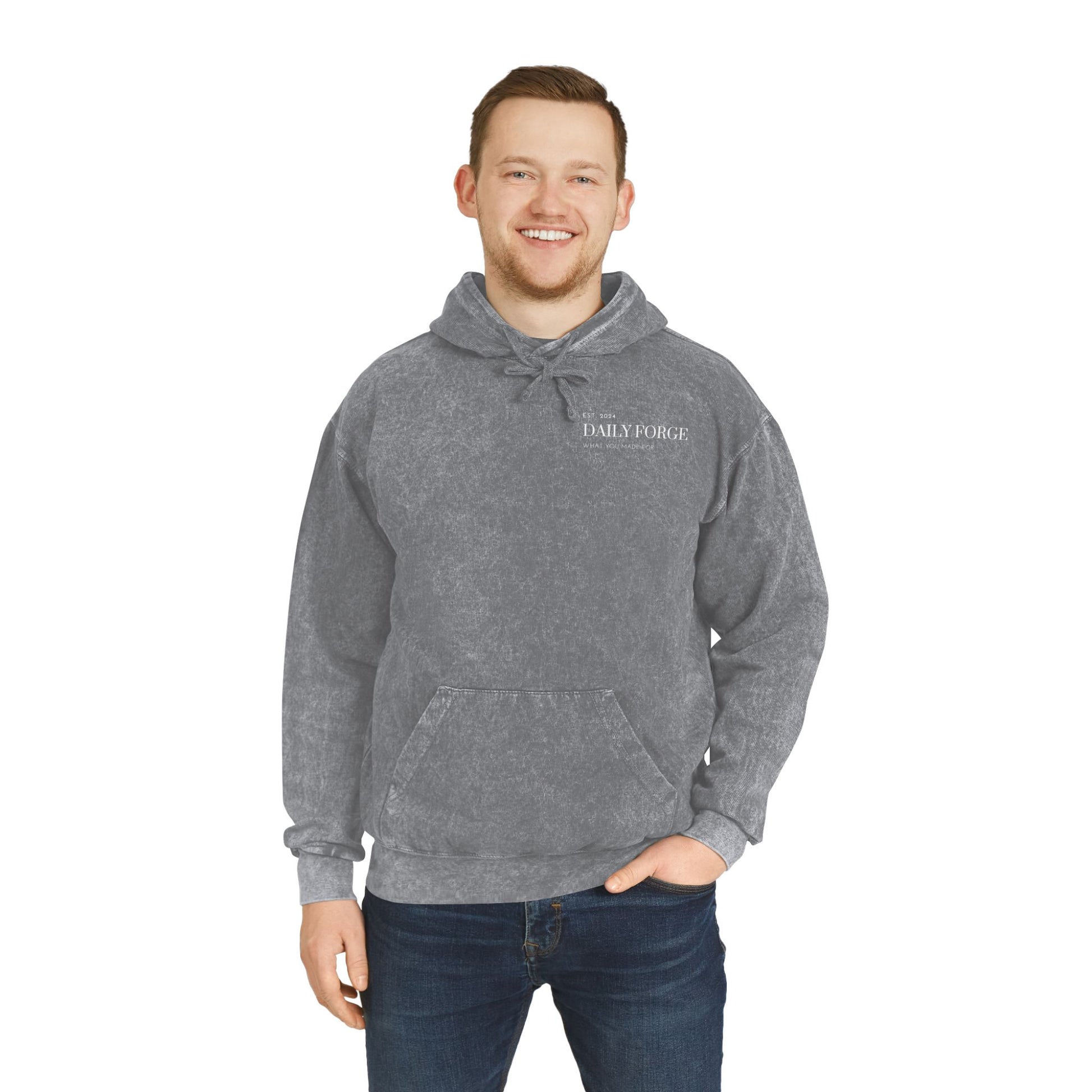 Grey Mineral Wash Designer Hoodies Male Front