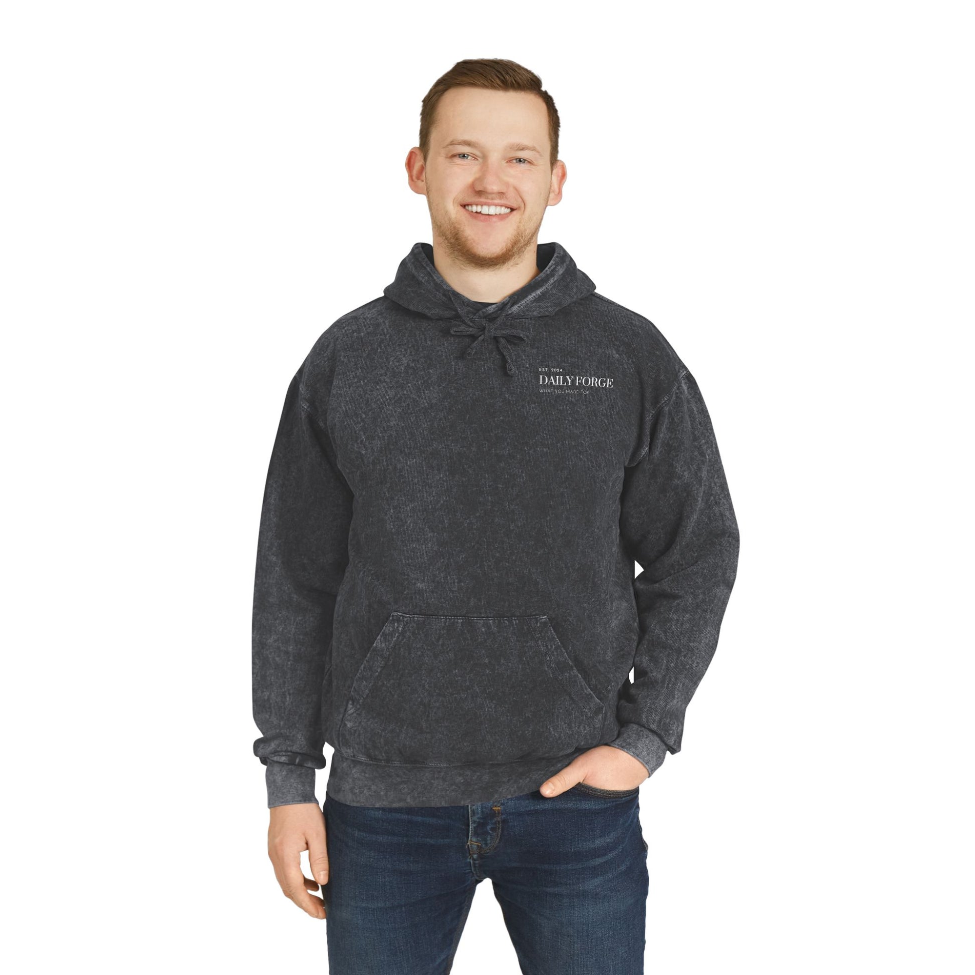 Black Mineral Wash Designer Hoodies Male Front