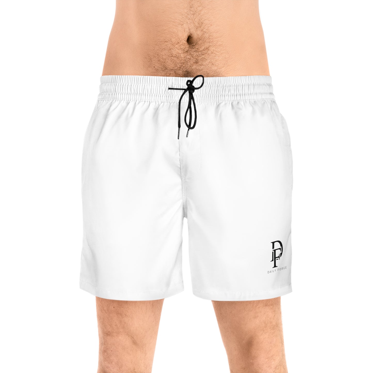 Men's Swim Shorts With  Square logo Black Drawstring Male Front